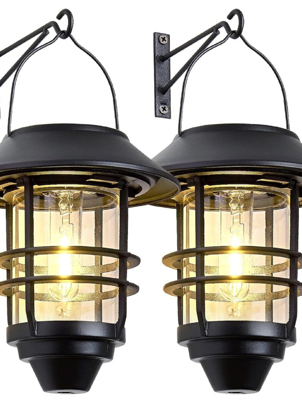Solar Lantern Outdoor Lights, Hanging Waterproof Lantern Lights with Wall Mount
